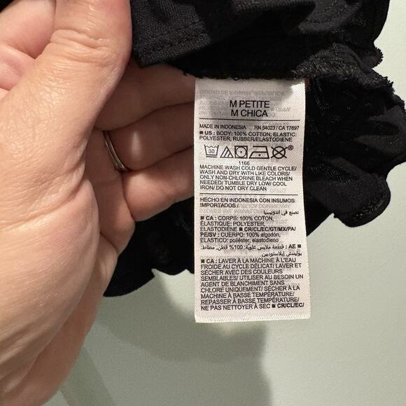 Old Navy CropTop Petite M Black Milkmaid Babydoll Ruffled Smocking Square Neck - Picture 9 of 11